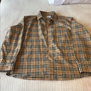 Burberry Tan and Black Checkered Men's Shirt